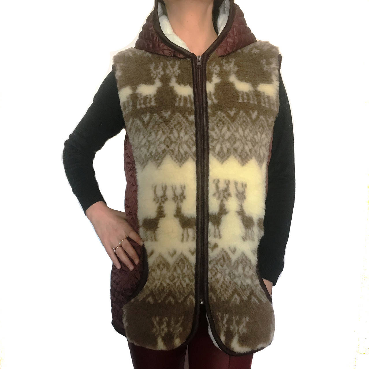 

Жилетка с овчины с капюшоном ЖО12 XL