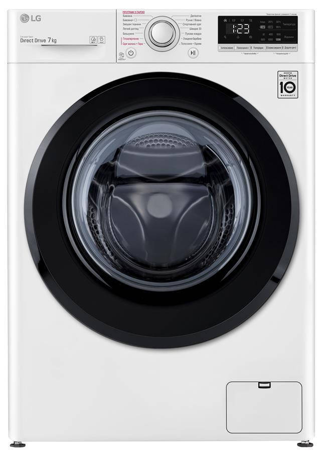 

Пральна машина LG F2V3HS6W, 7кг/1200об./Функція пари/Wi-Fi/Чорний люк