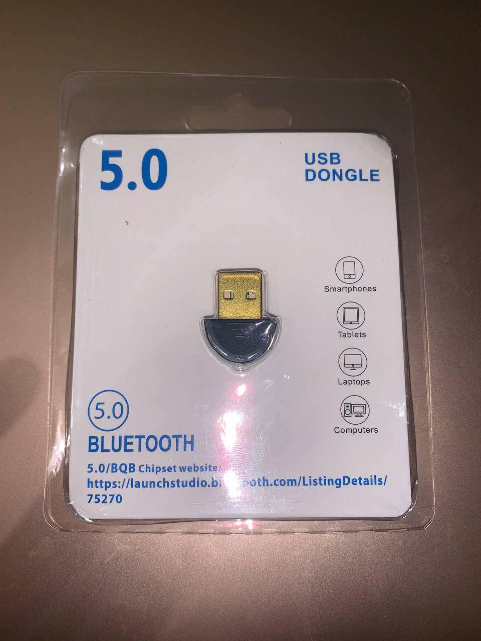 

Модуль Bluetooth 5.0 USB Адаптер позолоченный для ПК Блютуз 5.0