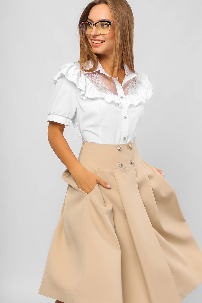 

Женская юбка полусолнце на кокетке Lipar Бежевая Батал, Бежевый