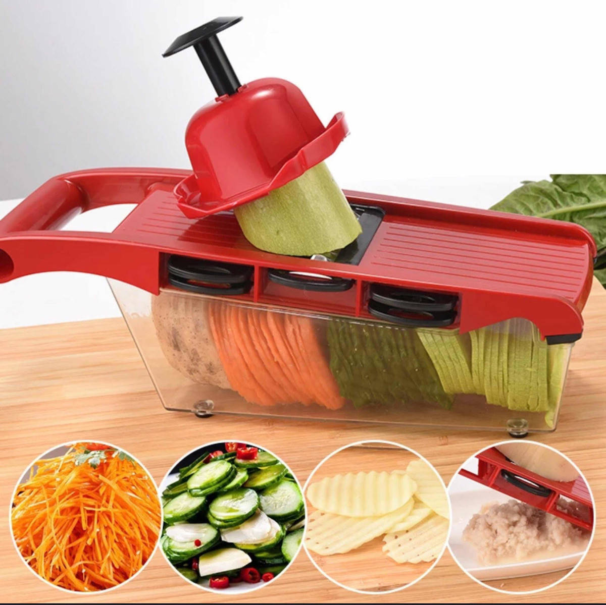 

Овощерезка с контейнером мандолина ,Ручная овощерезка Mandoline Slicer 6 в 1, Мультислайсер для овощей, Красный