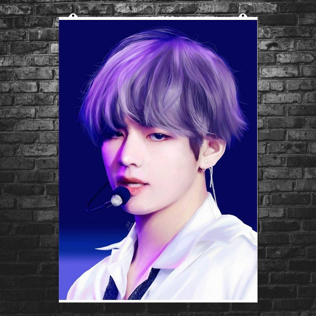 

Постер "BTS. Kim Taehyung, Ким Тхэ Хён", рисунок, репродукция. Размер 60x43см (A2). Глянцевая бумага