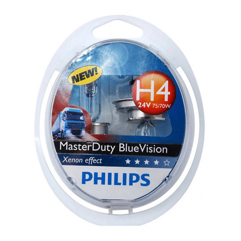 

Автолампа PHILIPS 13342MDBVS2 H4 75/70W 24V P43t MasterDuty BlueVision(2191)