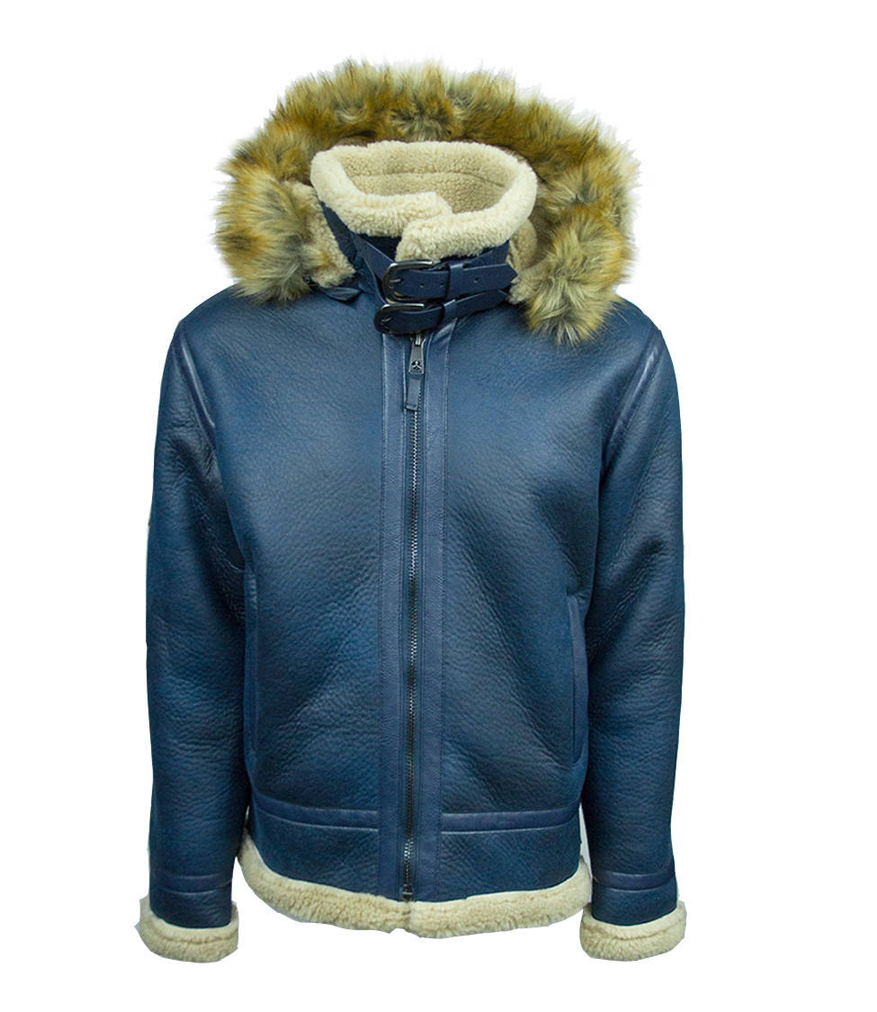 

Мужской зимний бомбер Top Gun Premium Wool Blend Shearling Coat TGJ1817 (Blue)