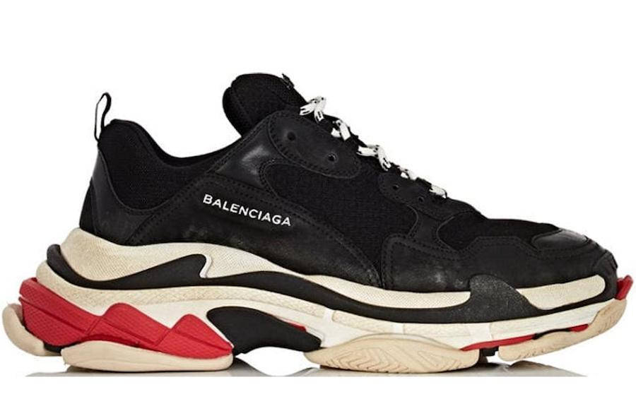 

Кроссовки женские Balenciaga Triple S Black черные с красным, Баленсиага Трипл С, замша, код KD-11374, Черный