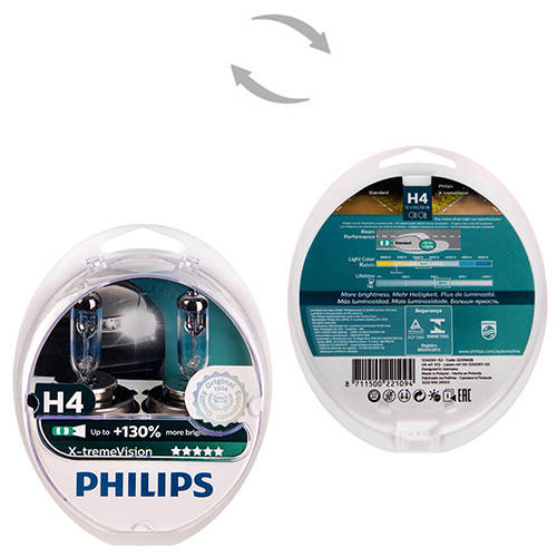 

Автолампа Philips X-treme Vision H4 +130% 12V 60/55W P43t 2 шт. (12342XV+S2) (12342XV+S2)