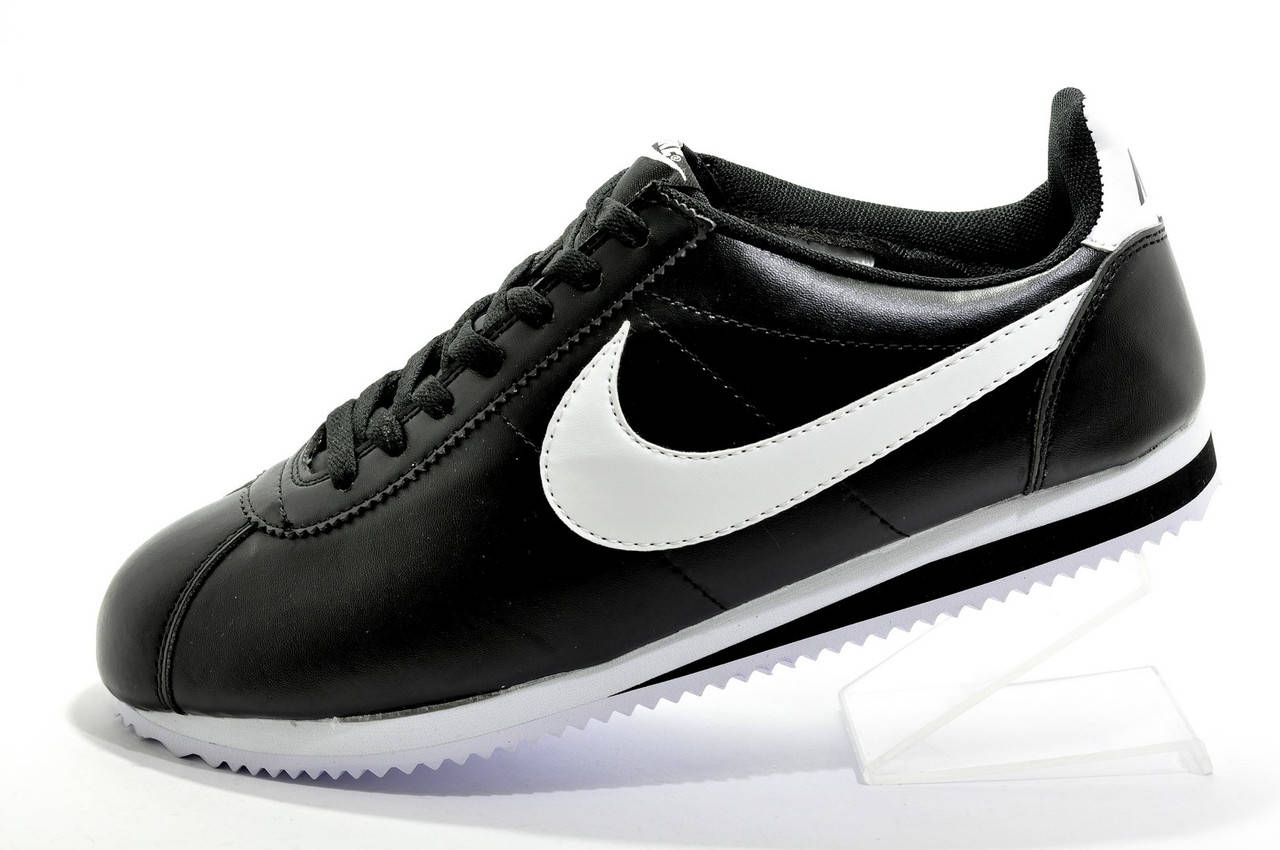 

Мужские кроссовки в стиле Nike Cortez, Black\White (Кожа), Черный
