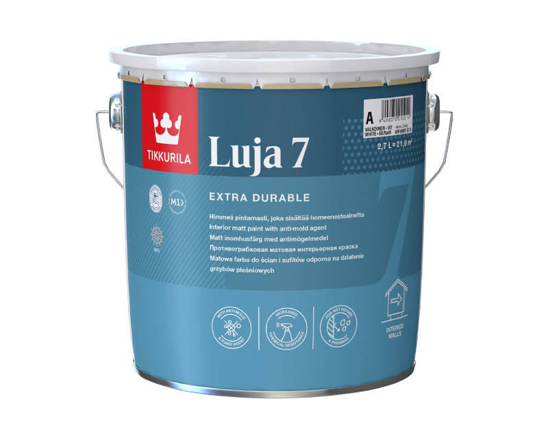 

Краска интерьерная TIKKURILA LUJA 7 для влажных помещений матовая , белая 2,7л, Белый