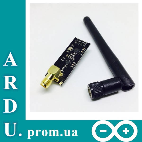 

Беспроводной модуль трансивер NRF24L01+PA+LNA. Радиус действия 1100 м. Внешняя антенна [#C-5]