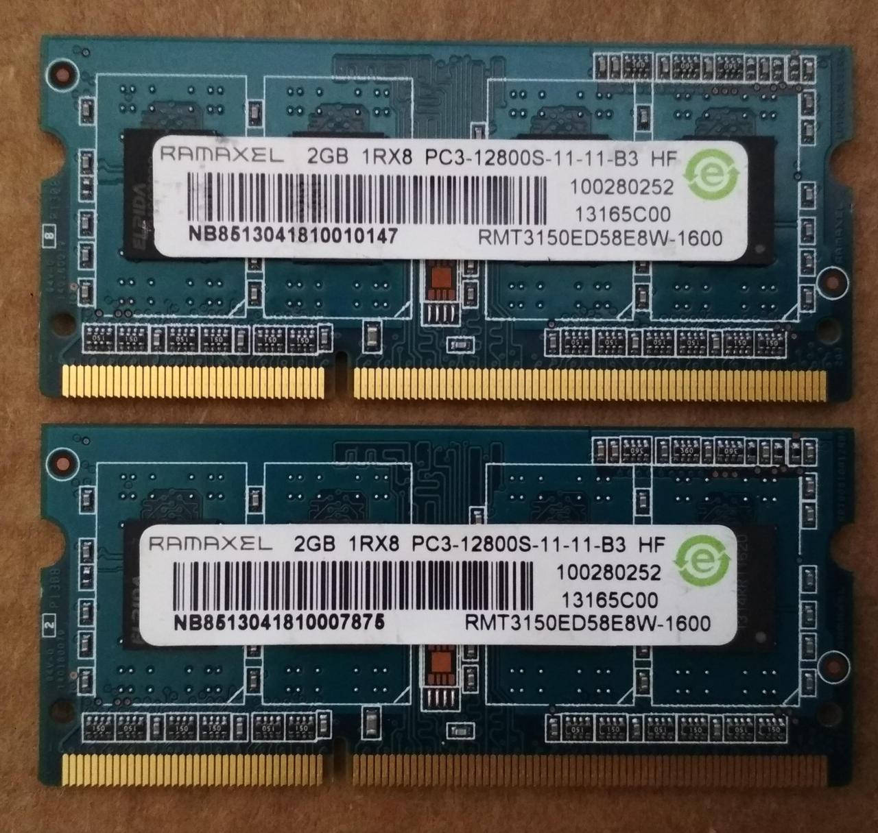 

Для ноутбука 4GB 2x2GB DDR3 1600MHz Ramaxel PC3 12800S 1Rx8 RAM Оперативная память