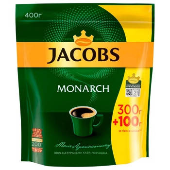 

Кофе натуральный растворимый Якобс Монарх Jacobs Monarch 400г. 300г.+100г.