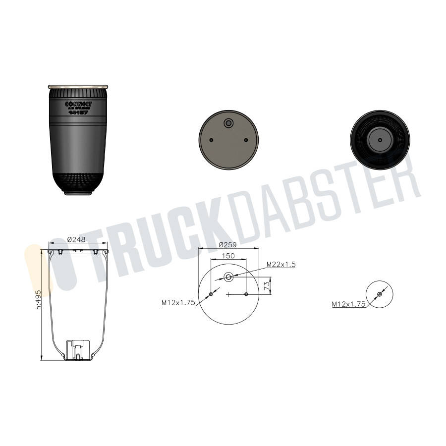 

Пневморессора ROR 1T15MPW7 ,без стакана