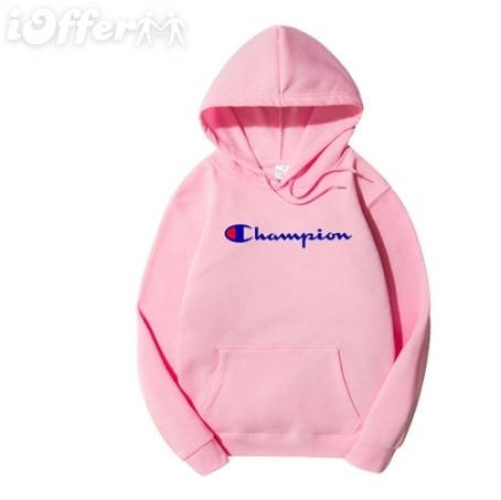 

Худи Champion розовое с логотипом, унисекс (мужское, женское, детское), Розовый
