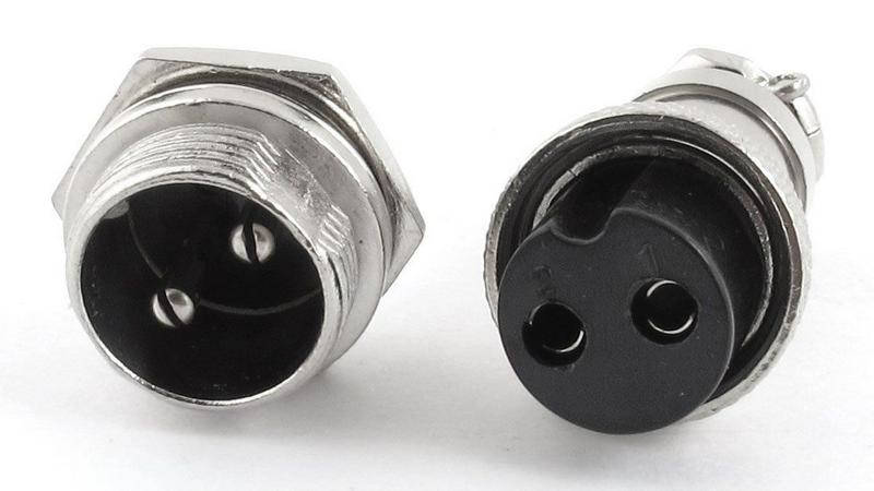 

Разъем штекер цилиндрический для зарядки электровелосипеда GX16 2pin (17981)