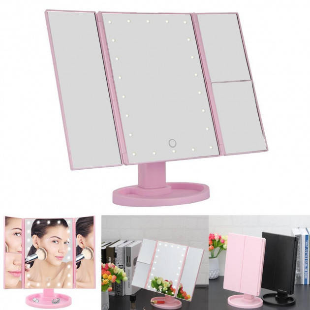 

Косметическое зеркало для макияжа с LED подсветкой Superstar Magnifying Mirror White Pro увеличивающее зеркало, Белый