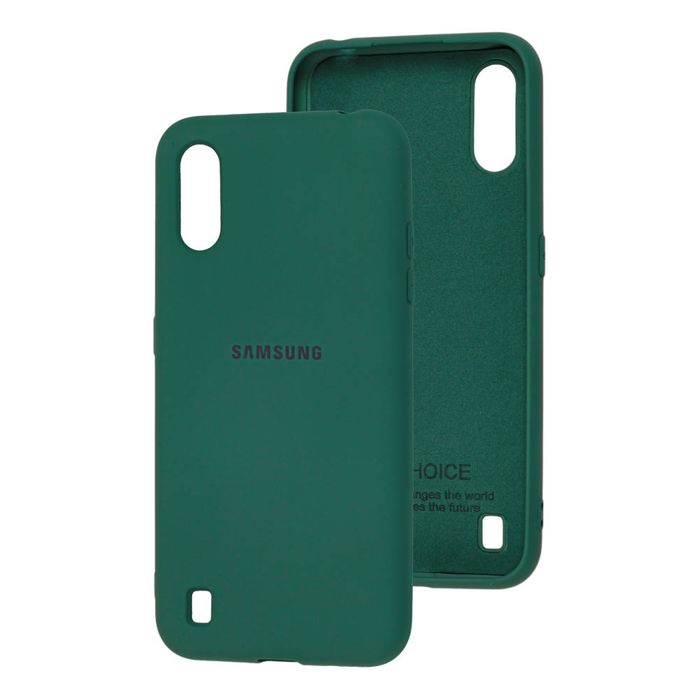 

Чехол Silicone Case Full для Samsung Galaxy A01 A015 dark green (самсунг а01), Зелёный