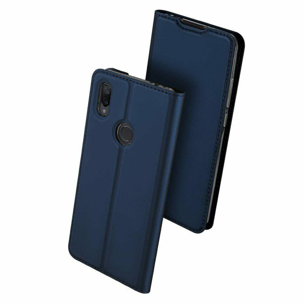 

Чехол книжка для Xiaomi Redmi Note 7 Синий магнит визитница