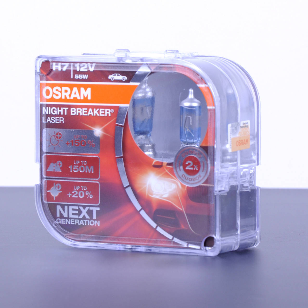 

Автомобильные лампы OSRAM 12V H7 55W +150% Night Breaker LASER NG, Box 2 шт.