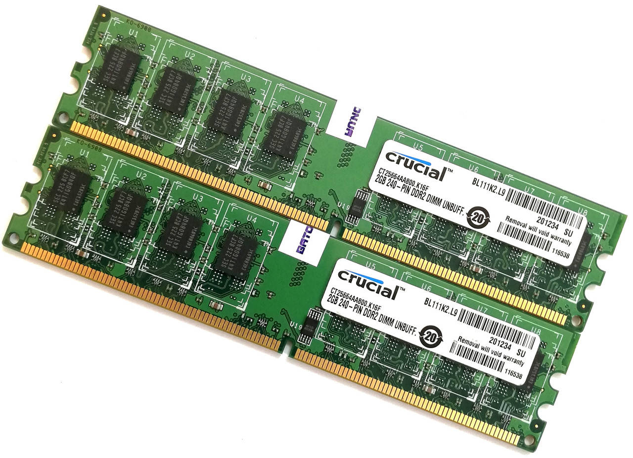 

Пара оперативной памяти Crucial DDR2 4Gb (2Gb+2Gb) 800MHz PC2 6400U 2R8 CL6 (CT25664AA800.K16F) Б/У