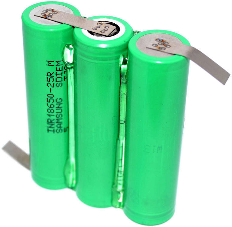 

Аккумуляторная сборка для шуруповерта 2500 mAh 11,1В 3S1P на базе Li-Ion 18650 Samsung 25R (3 x 25R).