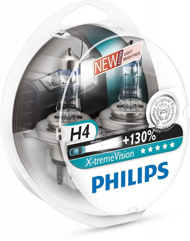 

Лампа 12V H4 60/55w +130% "Philips" 2шт X-treme VISION 12342XVS2